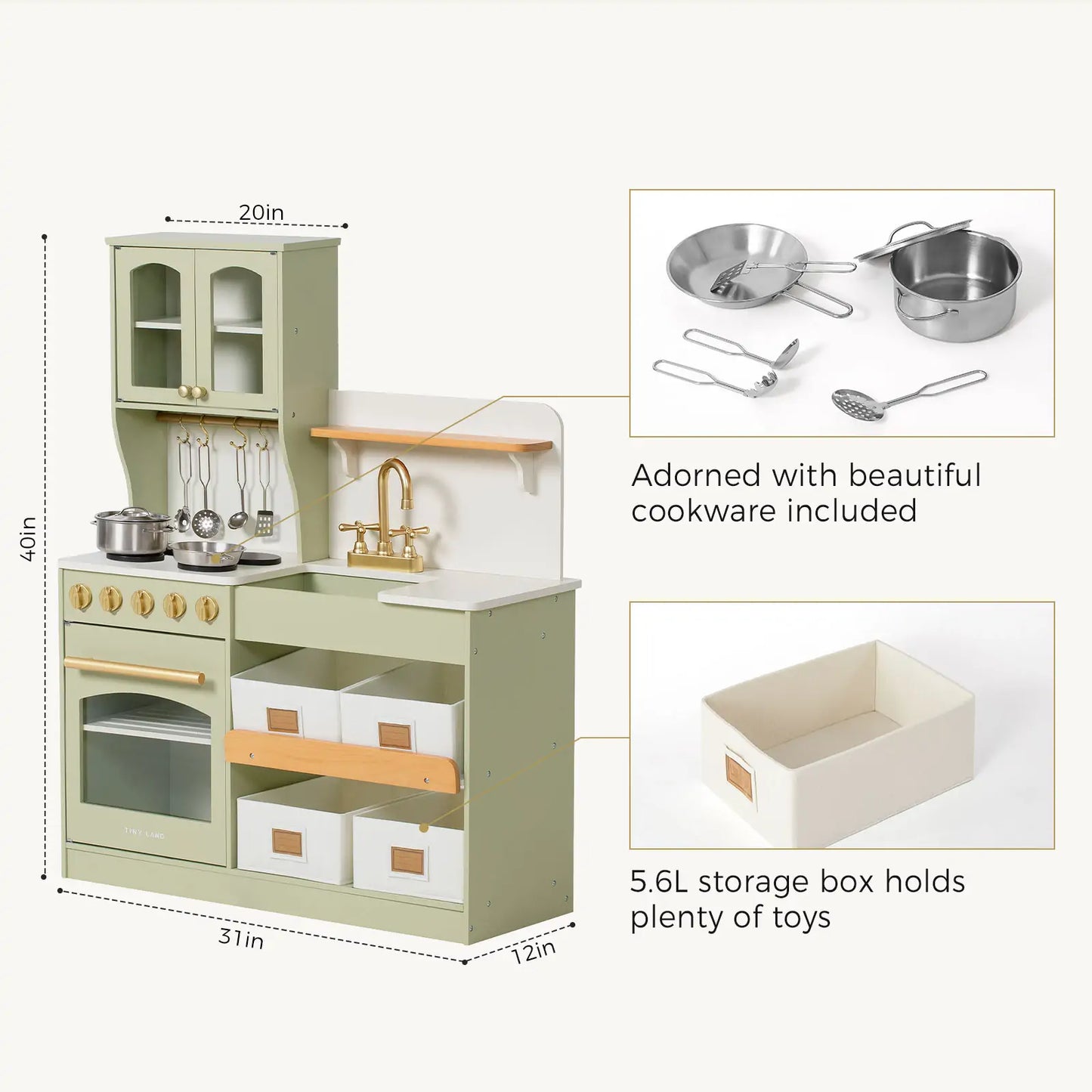 Tiny Land® Serenity Wooden Kitchen – Green